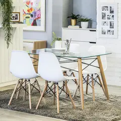 JUST HOME COLLECTION - Juego de Comedor Soar 4 Sillas Mesa Rectangular 80x76x120 cm Transparente