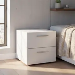 TVILUM - Velador 2 Cajón(es) Pepe 40x42x40 cm Blanco