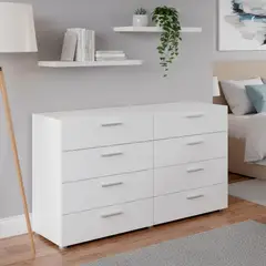 TVILUM - Cómoda 8 Cajón(es) Pepe 140x82x40 cm Blanco