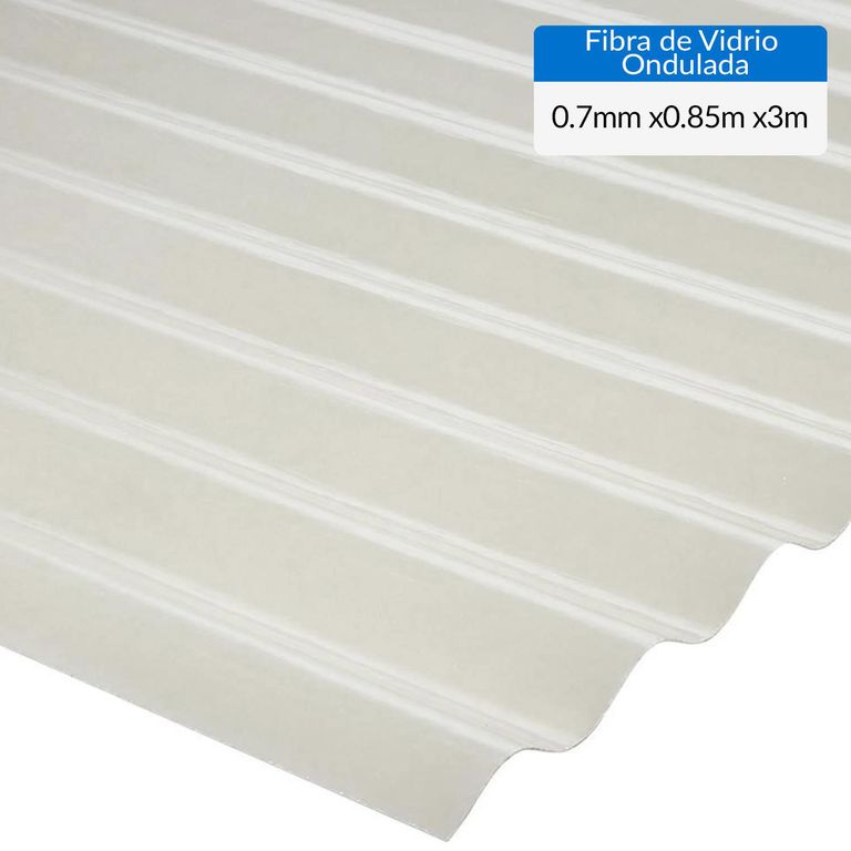 Plancha Fibra de vidrio Ondulada 0.7 mm 85x300 cm Luz Difusora