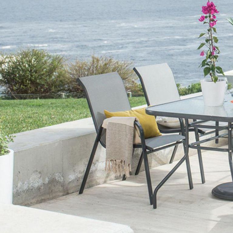 Silla para Terraza Metal Sling Gris 98x56x74 cm
