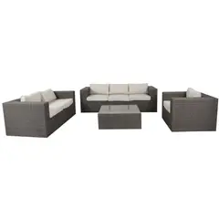 JUST HOME COLLECTION - Juego de Terraza Living San Lucas 6 Personas Café