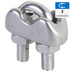 MAMUT - Set de abrazaderas para cable acero inoxidable 1/8" 2 unidades