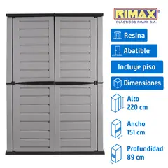RIMAX - Bodega de jardín 90,4x155,8x220 cm de plástico gris