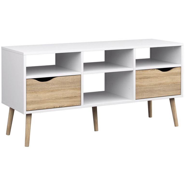 Rack TV Oslo 117x39x57 cm blanco/oak