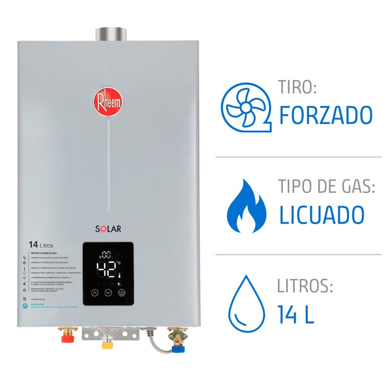 Calefont 14 Litros Gas Licuado Tiro Forzado Ionizado