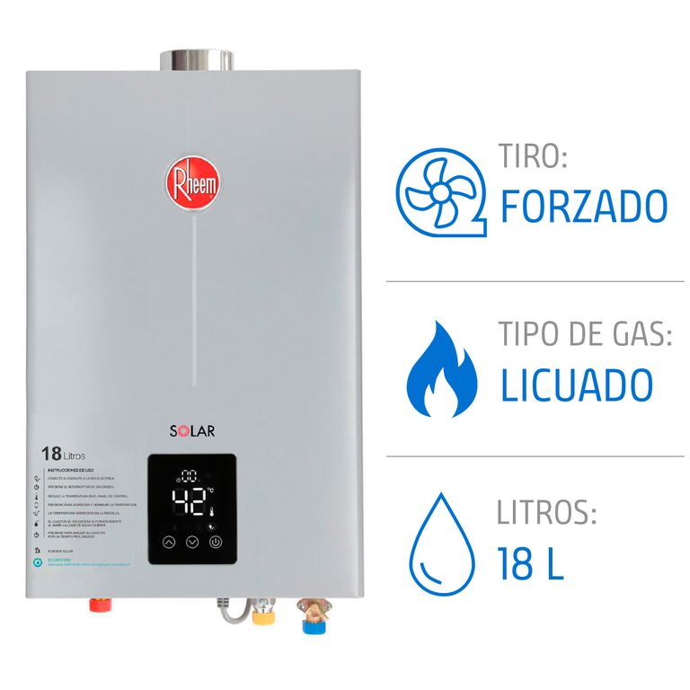 Calefont 18 Litros Gas Licuado Tiro Forzado Ionizado