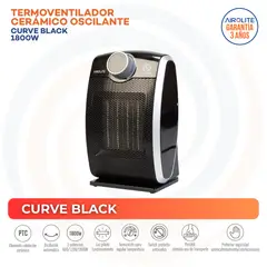 AIROLITE - Termoventilador Eléctrico 1800 W Curve Black Negro