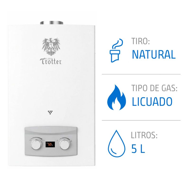 Calefont 5 Litros Gas Licuado Tiro Natural Ionizado