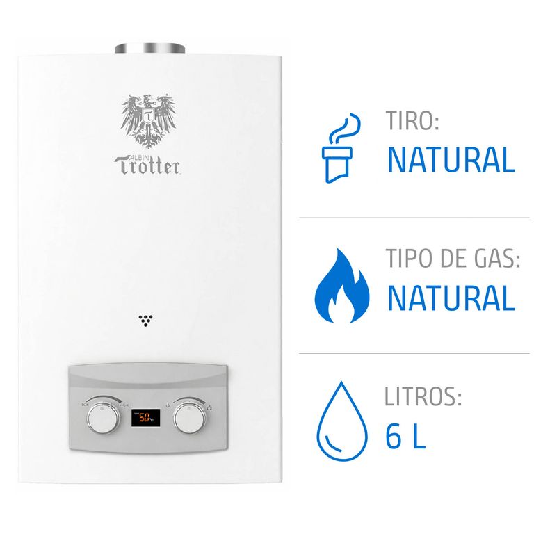 Calefont 6 Litros Gas Natural Tiro Natural Ionizado