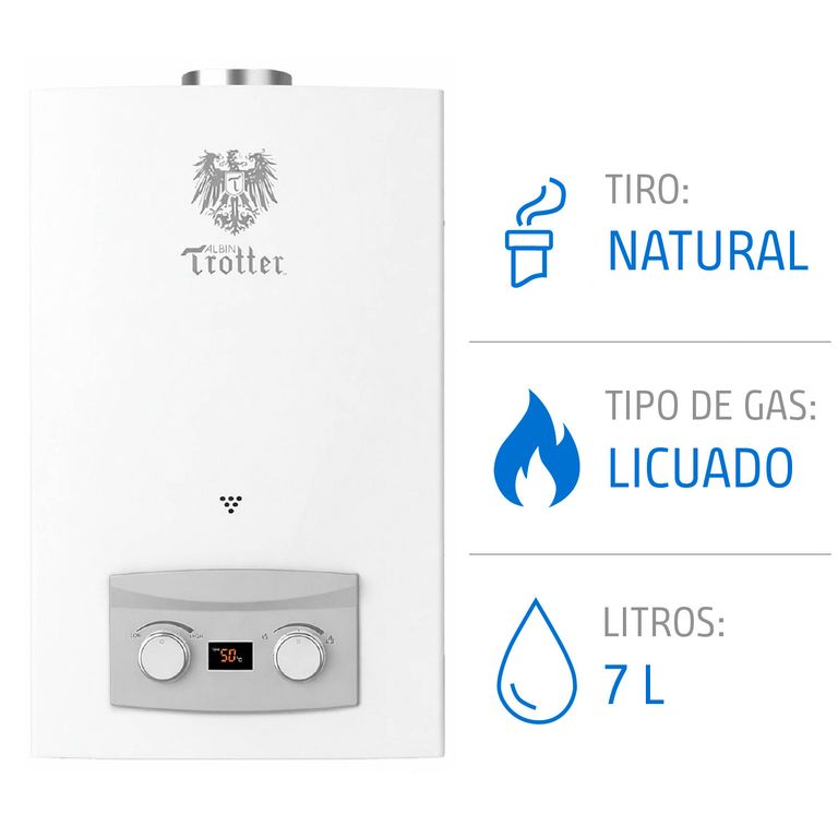 Calefont 7 Litros Gas Licuado Tiro Natural Ionizado