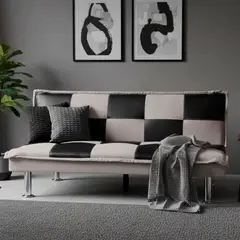 JUST HOME COLLECTION - Futón Prius Ajedrez Gris/Negro 183x87x73 cm