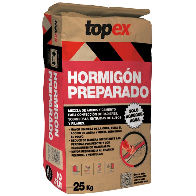 Hormigón Preparado H20 para Radieres Sobrelosas Pilares 25 Kg