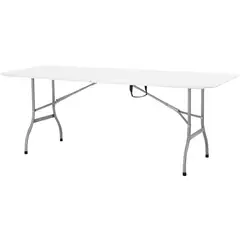 JUST HOME COLLECTION - Mesa Plegable Tipo Maleta Rectangular Acero 75x74x244 cm blanco