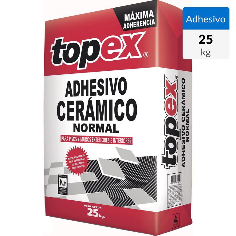 Adhesivo Cerámico Tradicional Piso y muro Superficie Rígido 25 kg