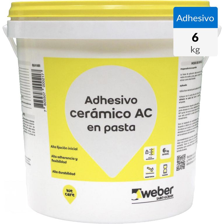Adhesivo Cerámico Muro Superficie Flexible 6 kg