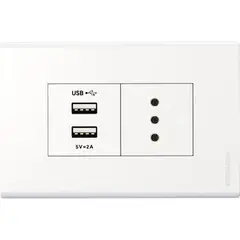 HALUX - Tomacorriente simpre 10 A + 2 USB Blanco
