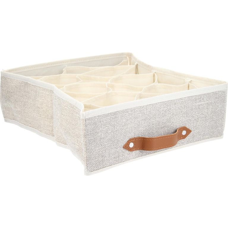Caja de Tela con 12 Piezas Moldes para Doblado 40x24x14 cm Café