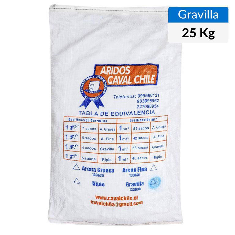Gravilla Para Construcción Saco 25 Kg