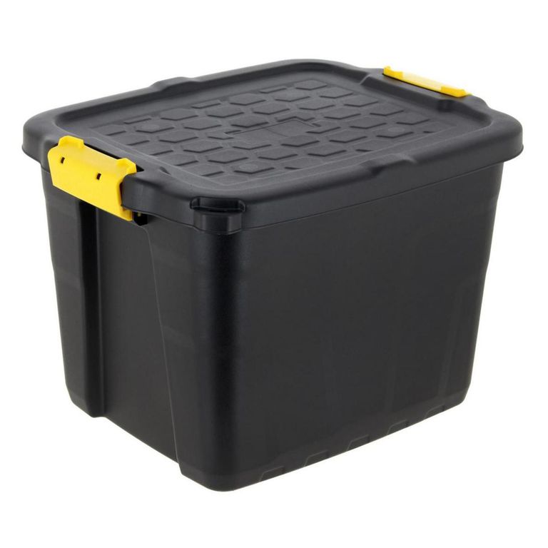 Caja con Asa 35x40x50 cm 42 l Negro/ Amarillo