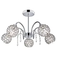 JUST HOME COLLECTION - Lámpara de Colgar Cristal Almada 5 Luces Gris