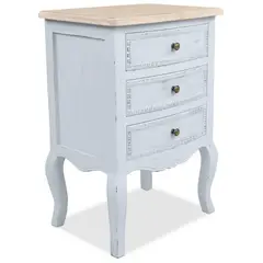 JUST HOME COLLECTION - Velador 3 Cajón(es) Cindy 40x69x35 cm Blanco