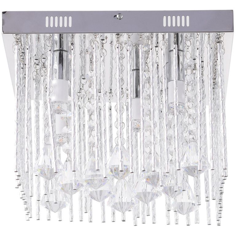 Lámpara Techo Nin 5 Luces Vidrio Gris