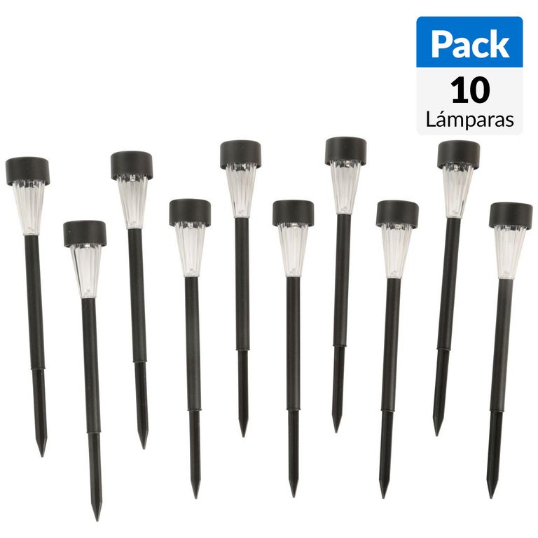 Pack 10 Estacas Solares Led 1 W IP54 Luz Fría