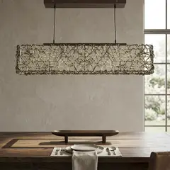 JUST HOME COLLECTION - Lámpara Colgante Rectangular Ratán Café