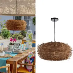 JUST HOME COLLECTION - Lámpara Colgante Nido Ratán Café/Marrón 50 cm