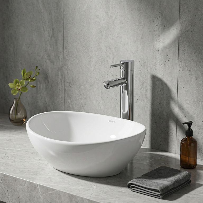 Lavamanos Forma Ovalada Loza 40x14.5x33.5 cm Blanco