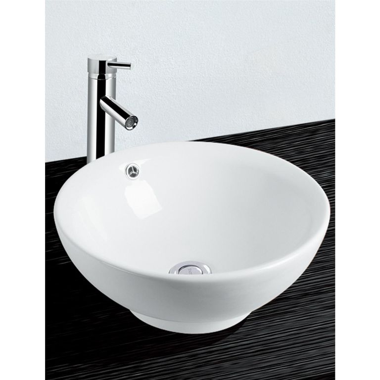 Lavamanos Forma Redonda Loza 42x17x42 cm Blanco
