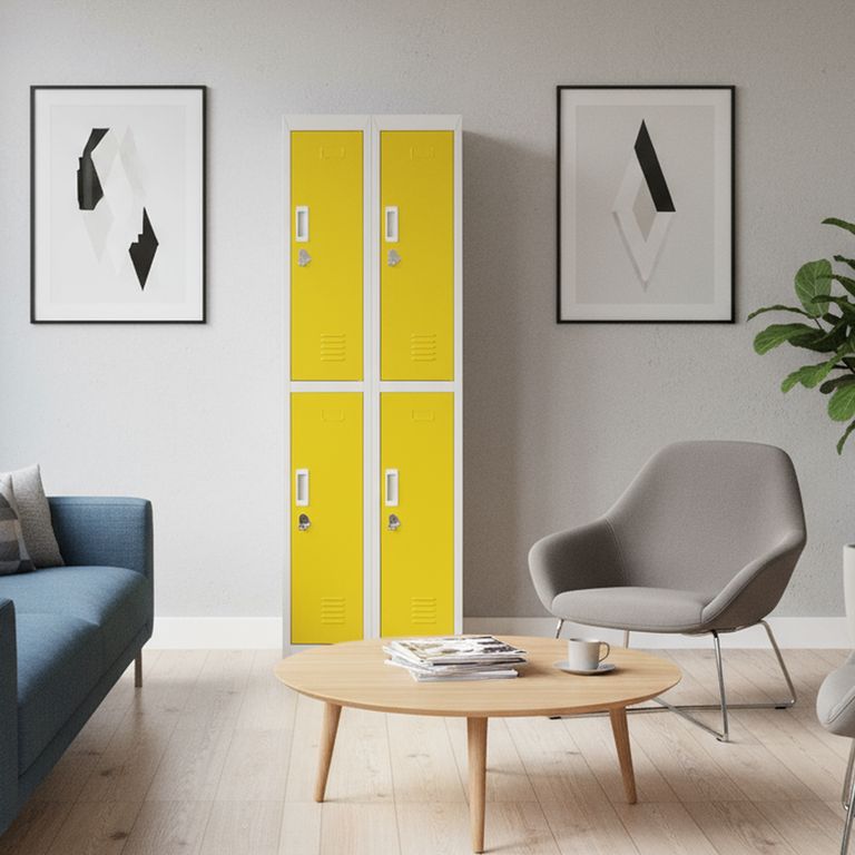 Locker con Portacandado 4 Puerta(s) 4 Repisa(s) 50x166x57 cm Amarillo