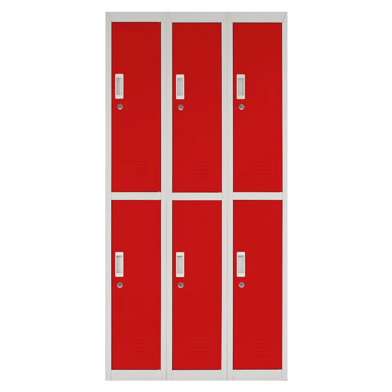 Locker Acero con Llave 6 Puerta(s) 6 Repisa(s) 50x166x83 cm Rojo