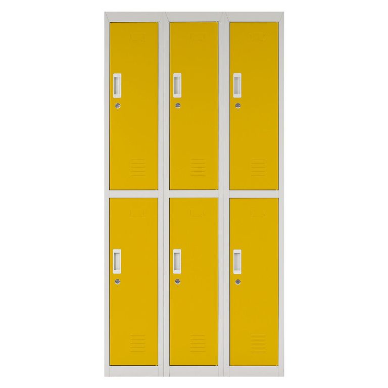 Locker Acero con Llave 6 Puerta(s) 6 Repisa(s) 50x166x83 cm Amarillo