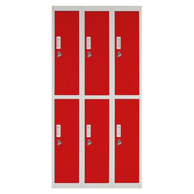 Locker con Portacandado 6 Puerta(s) 6 Repisa(s) 50x166x83 cm Rojo