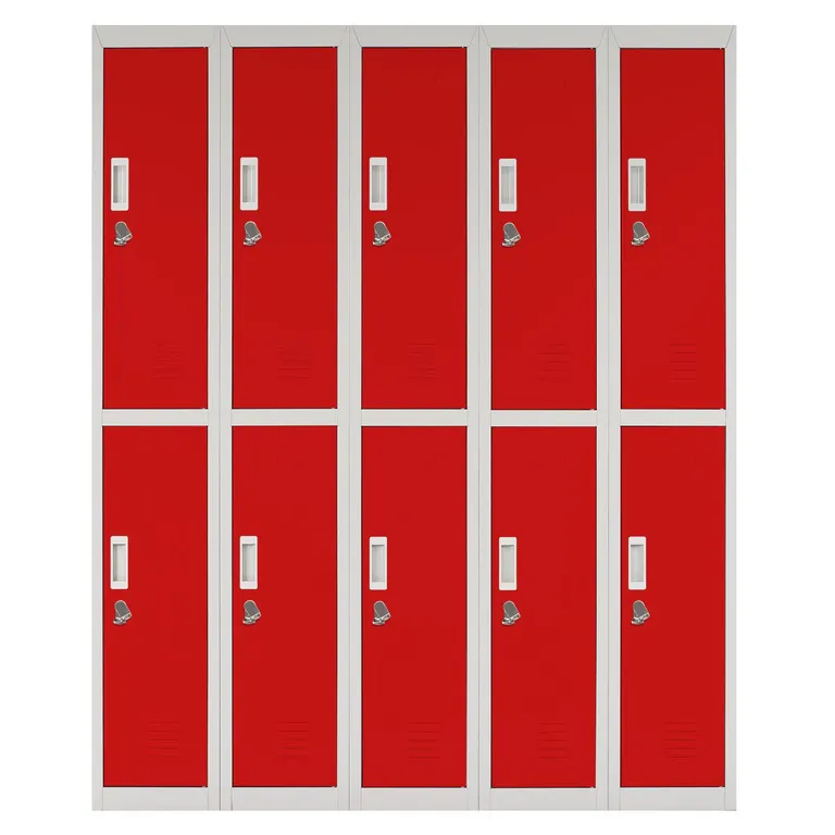Locker con Portacandado 10 Puerta(s) 10 Repisa(s) 50x166x140 cm Rojo