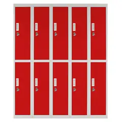 MALETEK - Locker con Portacandado 10 Puerta(s) 10 Repisa(s) 50x166x140 cm Rojo