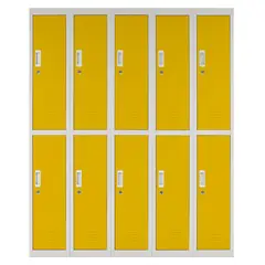 MALETEK - Locker con Portacandado 10 Puerta(s) 10 Repisa(s) 50x166x140 cm Amarillo