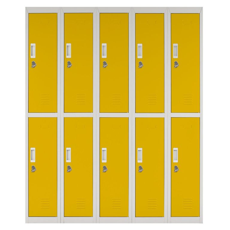 Locker Acero con Llave 10 Puerta(s) 10 Repisa(s) 50x166x140 cm Amarillo