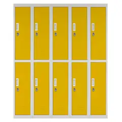 MALETEK - Locker Acero con Llave 10 Puerta(s) 10 Repisa(s) 50x166x140 cm Amarillo