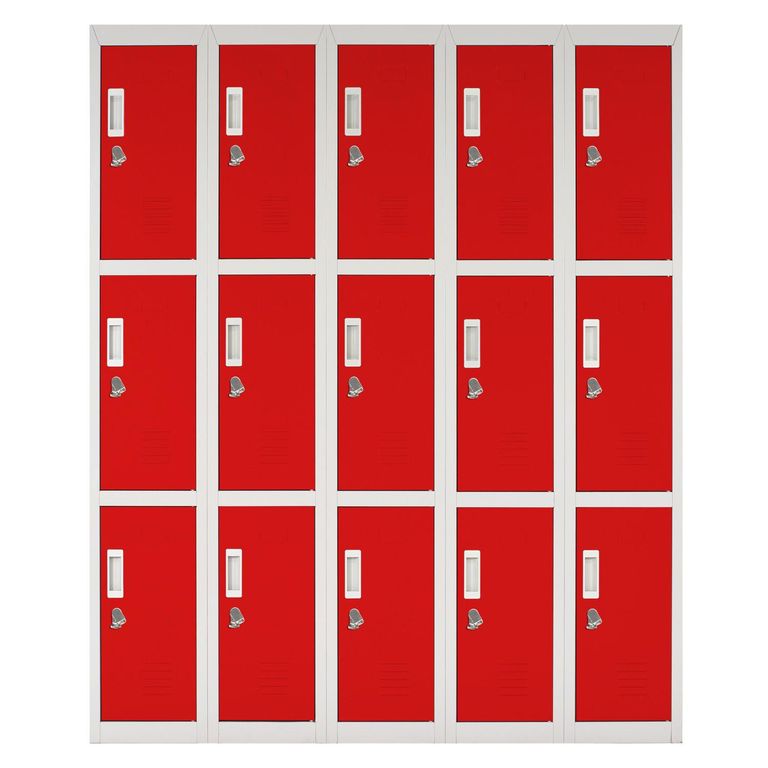 Locker con Portacandado 15 Puerta(s) 50x166x140 cm Rojo