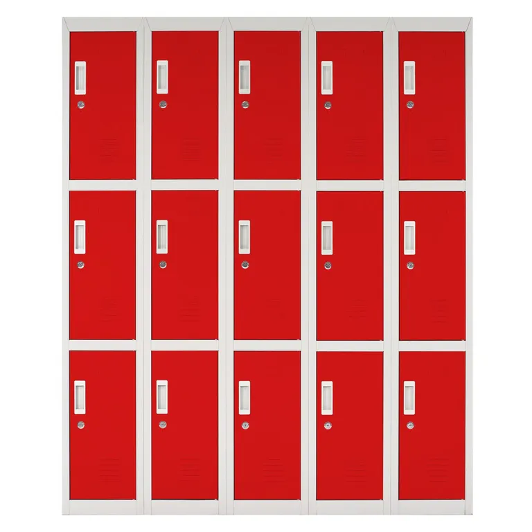 Locker Acero con Llave 15 Puerta(s) 50x166x140 cm Rojo