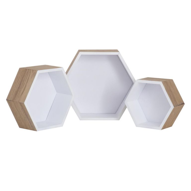 Set de Repisas Hexagonales Melamina 3 Nivel(es) 36x31x12 cm Blanco