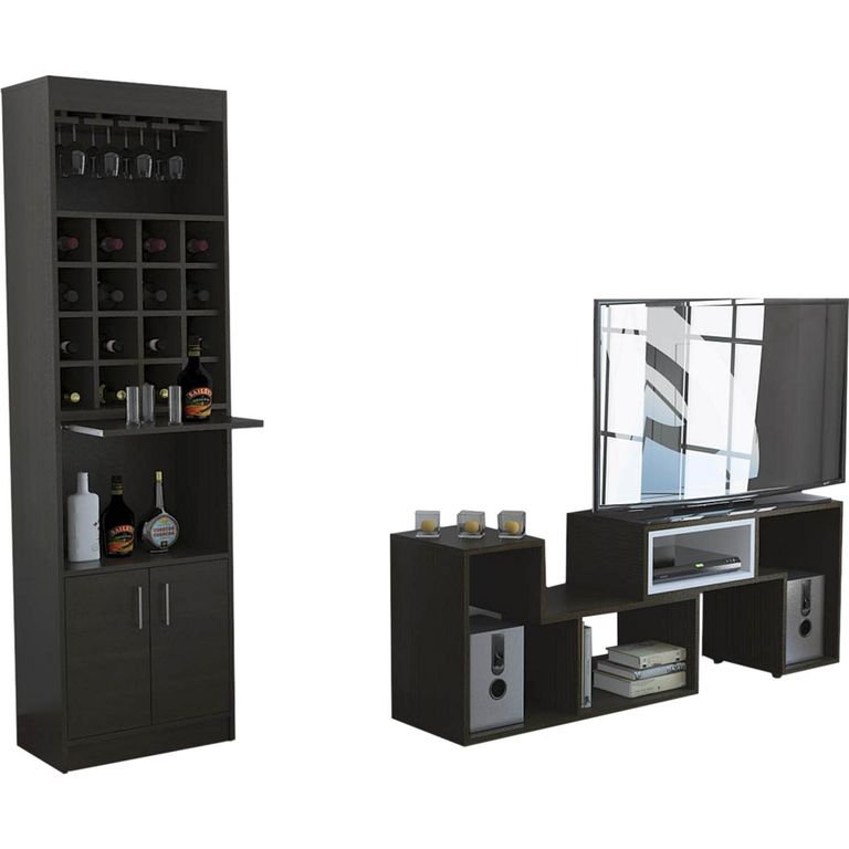 TUHOME - Combo Bar Kava + Rack Extensible Wengue | Ofertitas