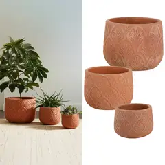 JUST HOME COLLECTION - Set 3 Maceteros de Arcilla Hanoi