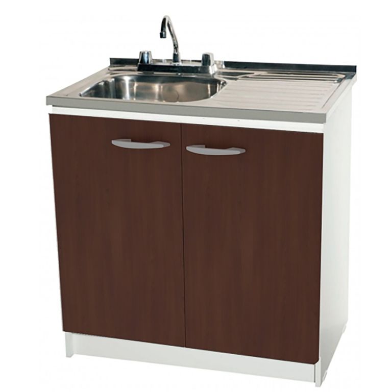 Kit Mueble Para Lavaplatos Derecho Chocolate 100 cm/Grifería