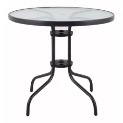 JUST HOME COLLECTION - Mesa de Terraza Redonda Metal 80x70x80 cm Negro