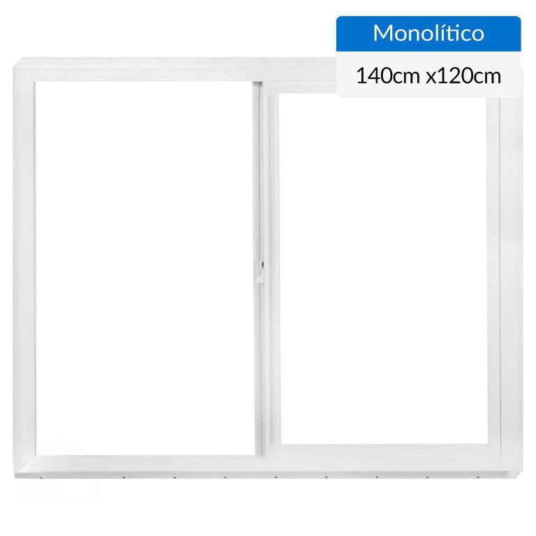 Ventana PVC 140x120 cm monolítico blanco corredera