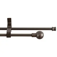 JUST HOME COLLECTION - Set de Barra Doble Muro 16/19 mm extensible 120-210 cm Bola Café
